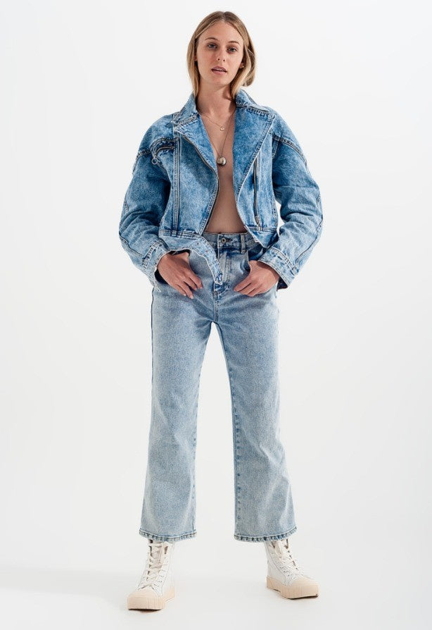 Sabrina- Denim Biker Jacket – Born Bonita